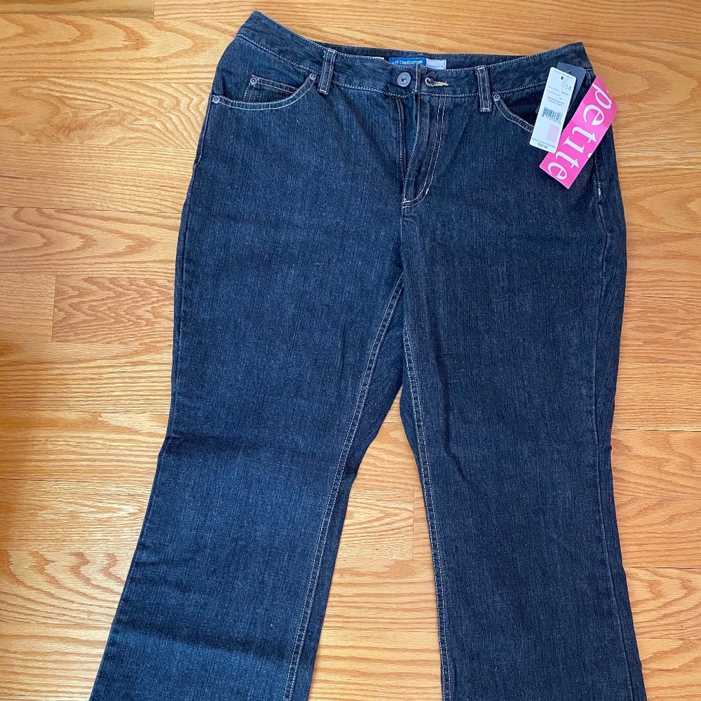 Liz Claiborne jeans, NWT, washed out black, petites, 14P